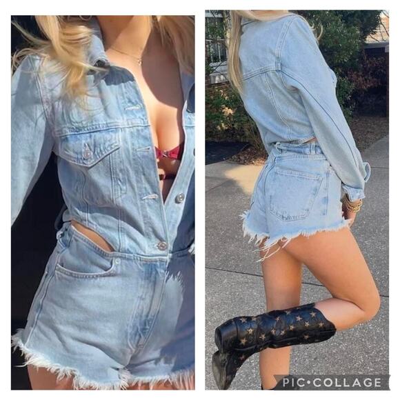 Zara cut out long sleeve denim romper XS - Picture 3 of 6